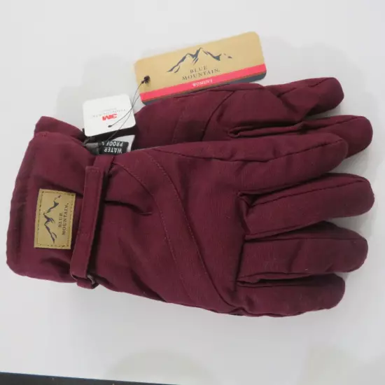 Women's Blue Mountain Insulated Work or Ski Gloves Wine & Gray Waterproof Large