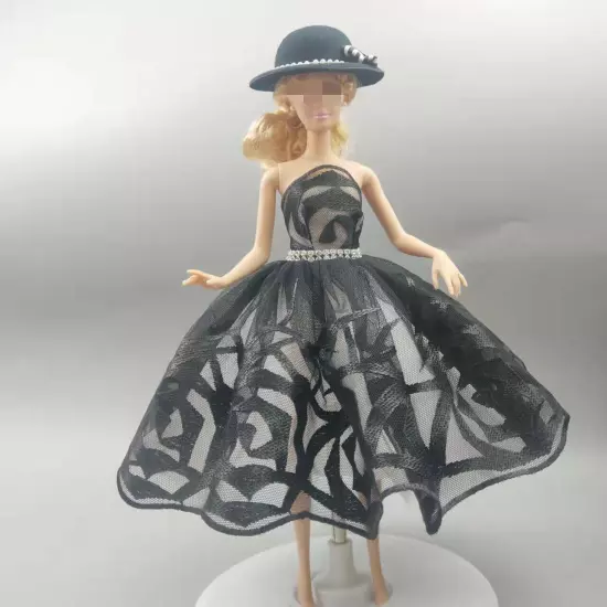 Black Style 1/6 Doll Clothes Handmade Wedding Dress 11.5" Dolls Outfits Gown Toy