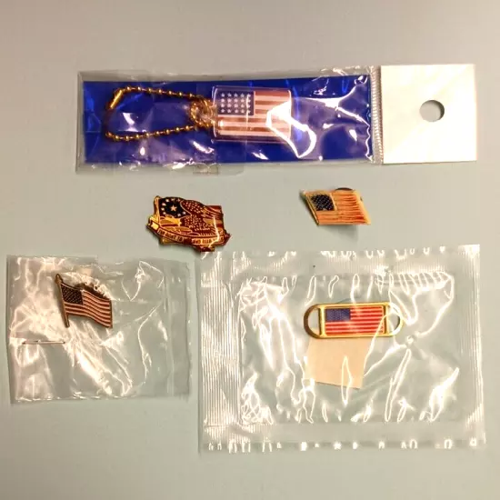 Misc lot of USA American Flag Jewelry Accessories Luggage Bracelet Charm Pin