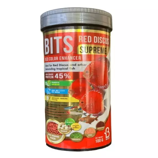 BITS Red Discus Supreme Red Color Enhancer Fish Food For Pompadour Red Tone