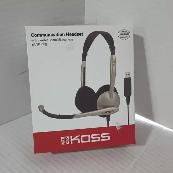 KOSS-HEADPHONES CS100 USB COMM HEADSET W/ MIC USB 8FT VOL