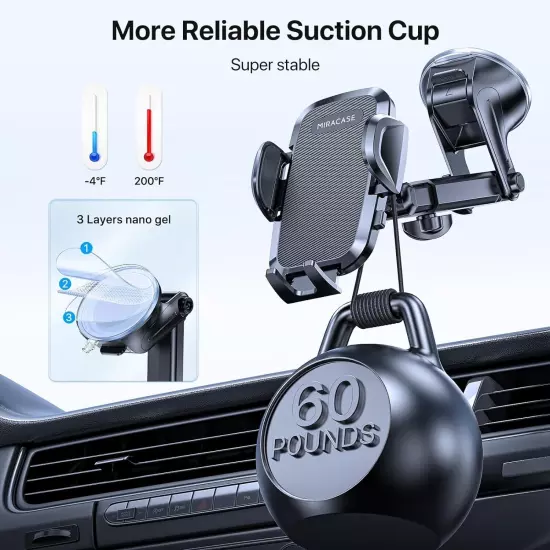 Truck Phone Holder Mount Heavy Duty Truck Dashboard Windshield Long Anti-Shake