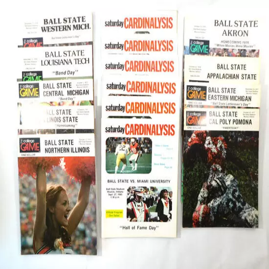 Lot of (15) Different 1977 to 1980 Ball State College Football Programs