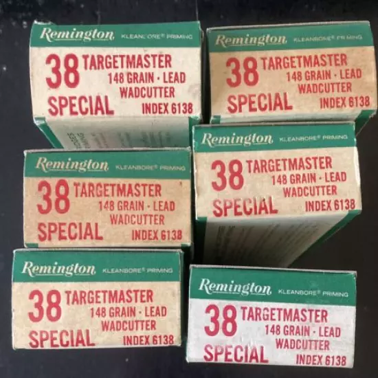 REMINGTON 38 SPECIAL TARGETMASTER KLEANBORE CENTER FIRE CARTRIDGES, (6) EMPTY