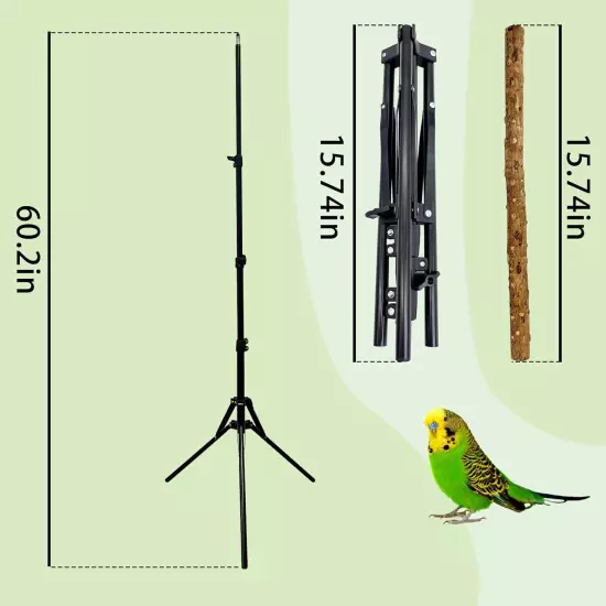 Kathson 28-60Inches Height Adjustable Bird Perch, Pepperwood Parrot Perch Stand,