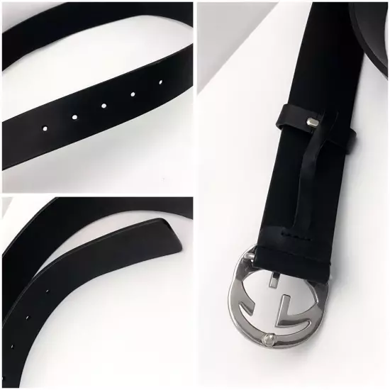 Very popular GUCCI Belt Logo Silver Black not