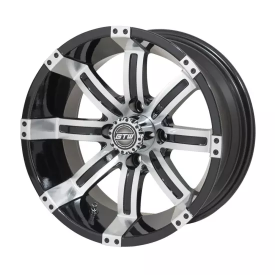 GTW Machined/Black Golf Cart Wheel | 12x7 | Centered | 4x101.6mm Bolt Pattern