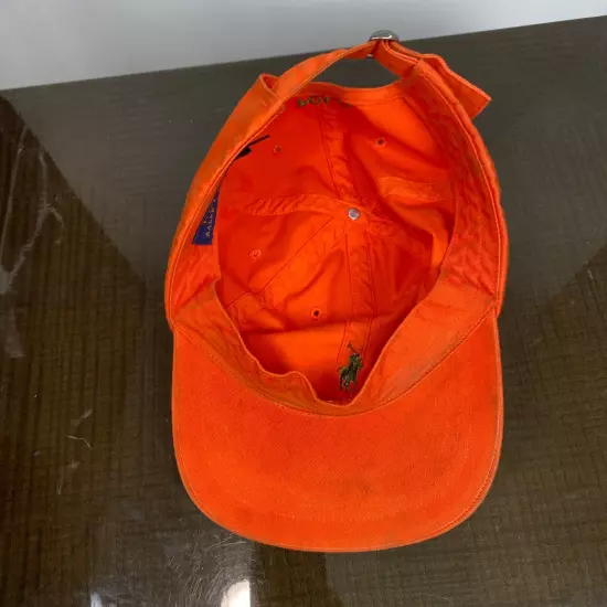 Polo Ralph Lauren Embroidered Pony Orange Baseball Hat Adjustable 