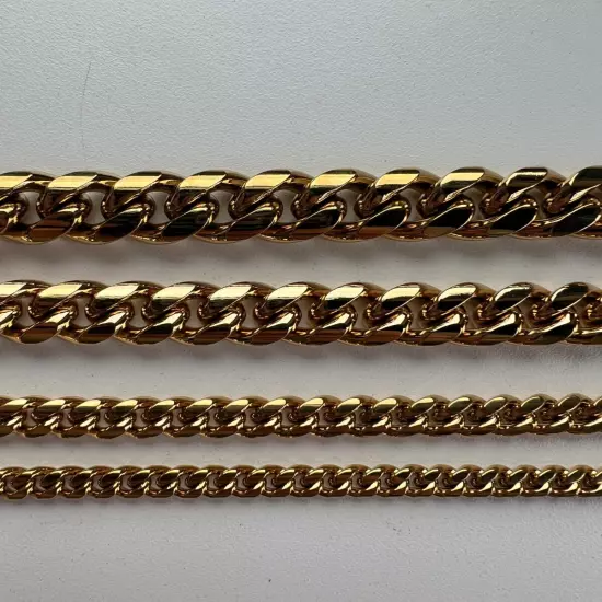 14k Gold Plated Stainless Steel Miami Cuban Link Bracelet Chain With CZ Clasp