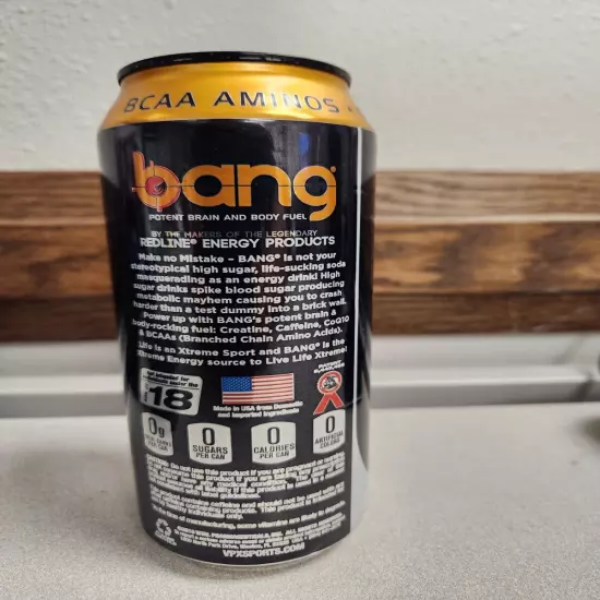 Bang Energy Drink, Champagne (NON-ALCOHOLIC), 16 Fl Oz Original BLACK Can