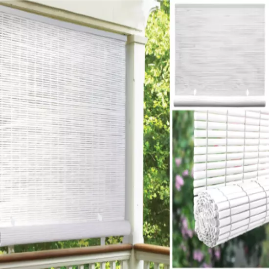 Indoor Outdoor Window Blinds Sun Shade Vertical White 36 48 60 96 Roll Up Patio