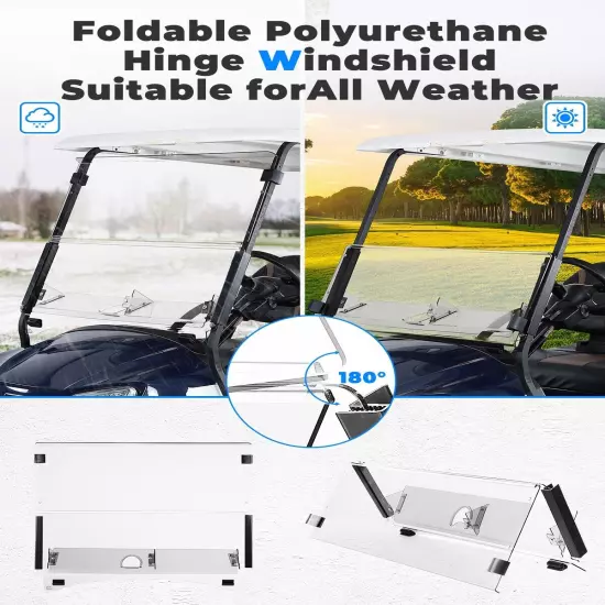 Golf Cart Folding Windshield W/ Storage basket for Club Car Precedent 2004-2024