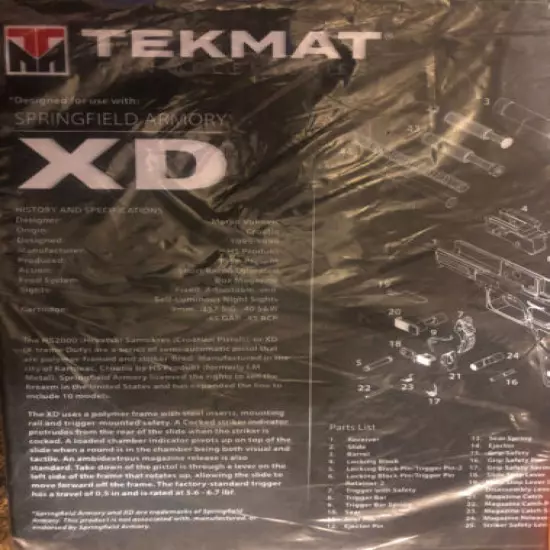 NEW TekMat Ultra 20 Premium Springfield XD Mod 2, 15” x 20” Gun Cleaning Mat