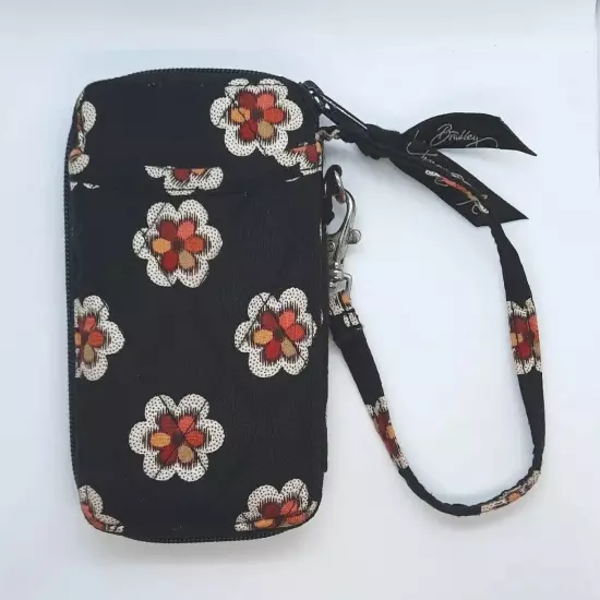 Vera Bradley PRIOUETTE Black Retired Pattern Coin & ID Purse Wristlet Strap 