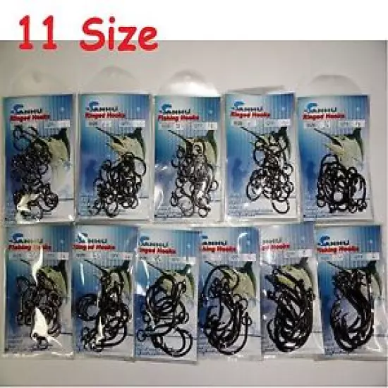 4x Strong Ringed Circle Hooks Black Nickel - 11 Sizes fishing hooks