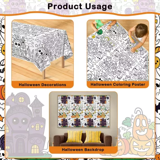 OHOME Halloween Decorations - Paper Coloring Tablecloth 54" x 88", 