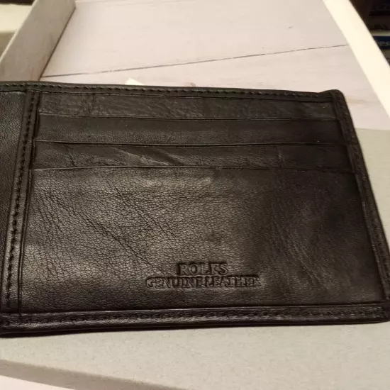 New in box with Tag ROLFS Genuine Leather Black Men's Flip Fold Wallet