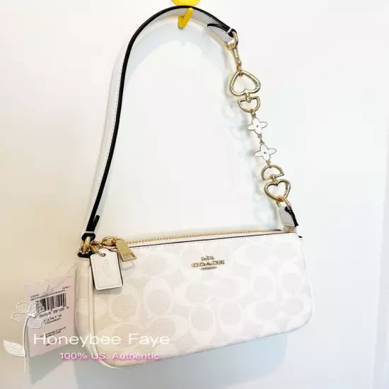 NWT Coach CS442 Nolita 19 In Signature Canvas Glacierwhite + an extended chain