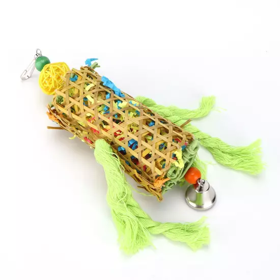 Bamboo Woven Bird Bite Toy Chew Training Paper Silk Cotton Rope Bird Hanging AD5