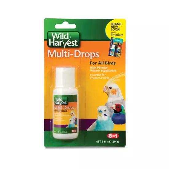 Wild Harvest Multi-Drops for All Birds 1 Oz, High-Potency Vitamin Supplement 4pk