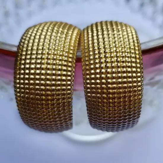 Goldtone Mesh Look Hoop Earrings 