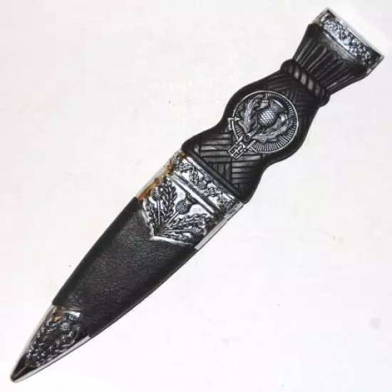 Large Celtic Scottish Sgian Skean Dubh Dirk Dagger 10.5" Knife Thistle Handle