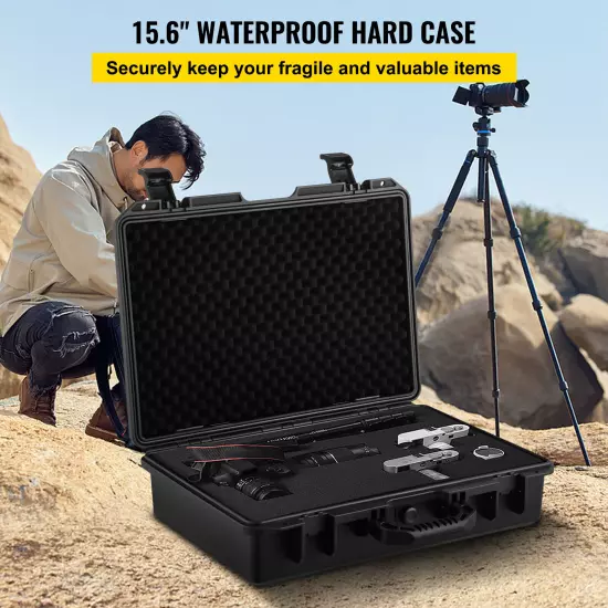 VEVOR IP67 Waterproof Hard Case 15.6 Inch Hard Carrying Case w/ Foam Insert