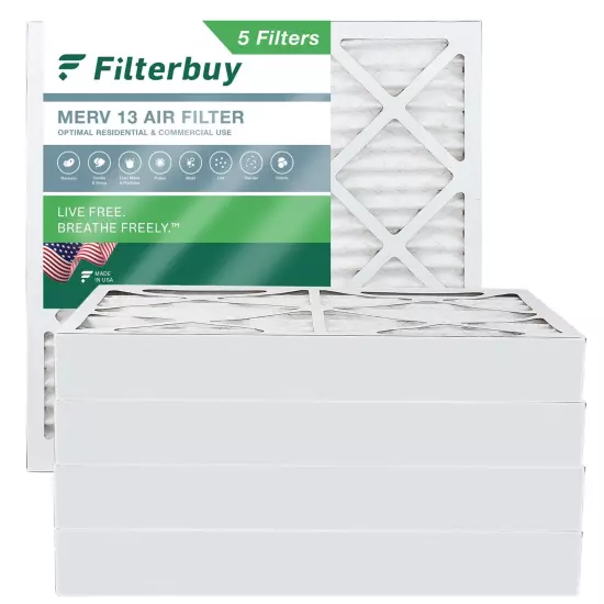 Filterbuy 20x20x4 Pleated Air Filters, Replacement for HVAC AC Furnace (MERV 13)