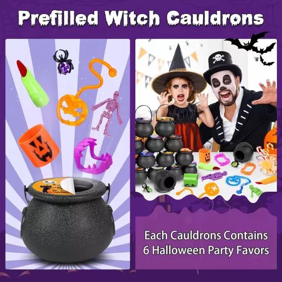 144Pcs Halloween Party Favors for Kids, 18 Prefilled Mini Plastic Witch... 