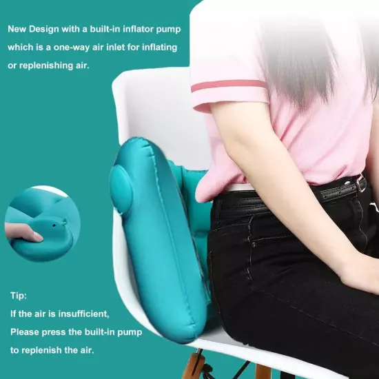 Inflatable Travel Nursing Waist Pillow Blow up Lumbar Body Back Support Pillow