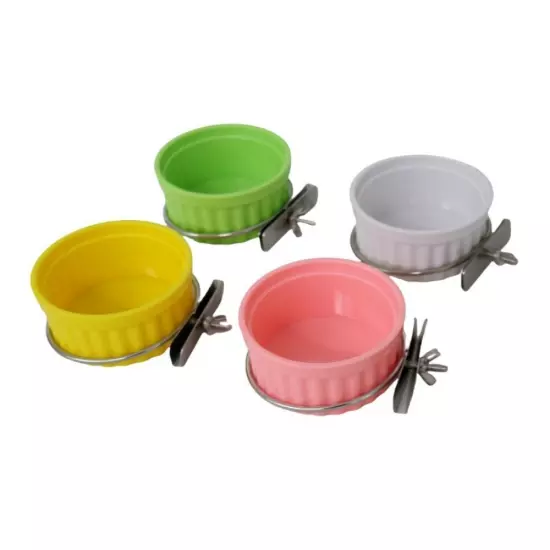 Bird Parrot Food Water Bowl Feeder Plastic Pigeons Birds Cage Feeding Holder