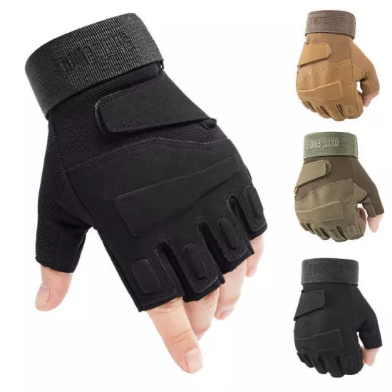 Half Finger Tactical Rubber Gloves Paintball Fingerless Cycling Shooting