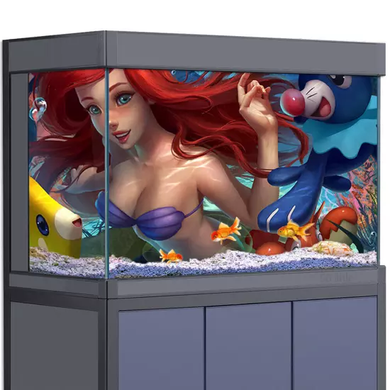 Aquarium Background Sticker, Mermaid Cartoon Fish Tank Decorations Poster