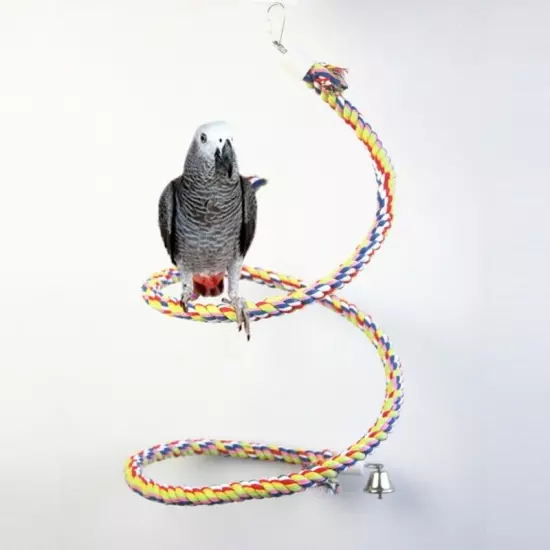 Bird Bungee Parrot Climbing Rope Spiral-Perch for Parakeet Cockatiel