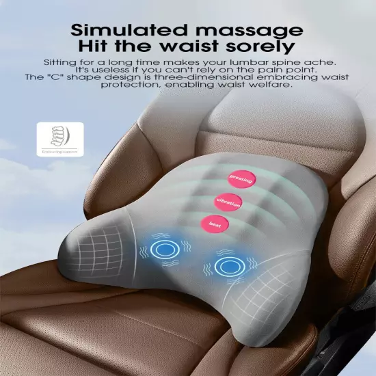 Car Electric Massage Neck Pillow Cushion Headrest Support Lumbar Back Cushion