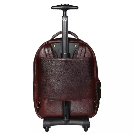 TOP GRAIN REAL LEATHER BACKPACK TROLLEY TRAVEL ROLLER CASE CABIN CHECKIN BACKPAC