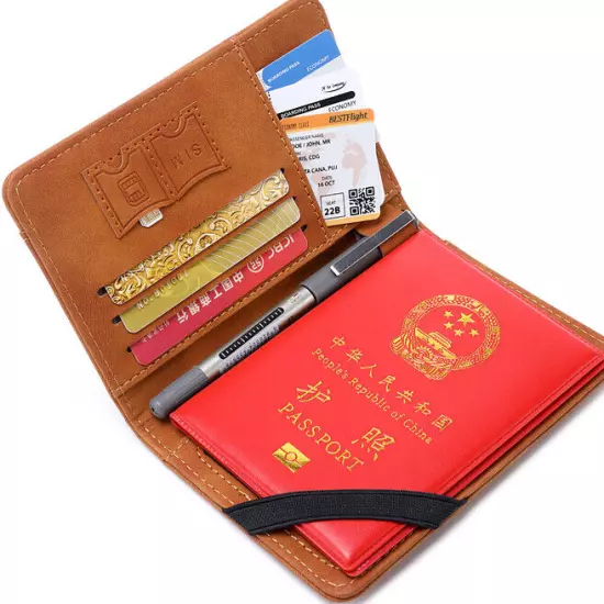 Family Travel Wallet Passport Holder RFID Blocking Document Organizer Bag Case