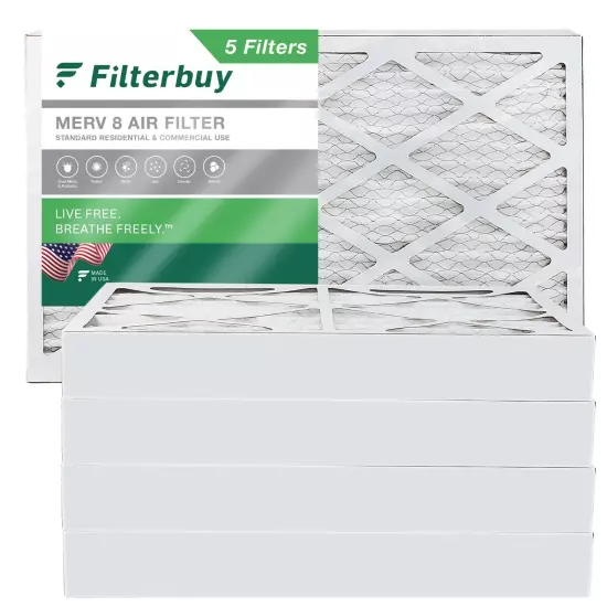 Filterbuy 16x25x4 Pleated Air Filters, Replacement for HVAC AC Furnace (MERV 8)