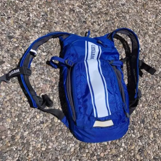 Camelbak Mini Mule BlueWith White Racing Strips Hydration Back Pack No Bladder