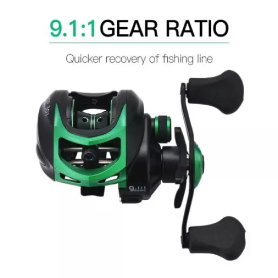 Bait Casting Fishing Reel Fresh Salt Water 20 Ball Bearings 9.1:1 with 18lb Drag