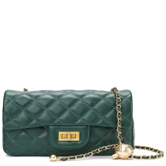 Tiffany & Fred Paris Quilted Leather Crossbody Women's Green