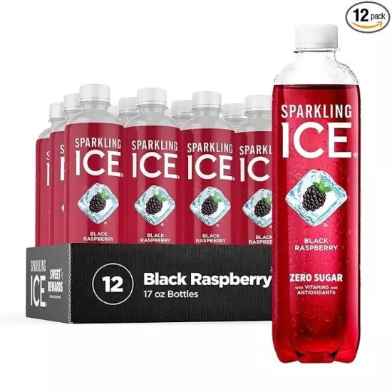 Sparkling Ice, Black Raspberry Sparkling Water, Zero Sugar Flavored Water, 12