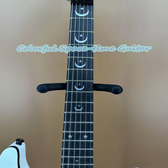 Solid ST Gloss White Ouija Electric Guitar Maple Neck Black Fretboard Fast Ship