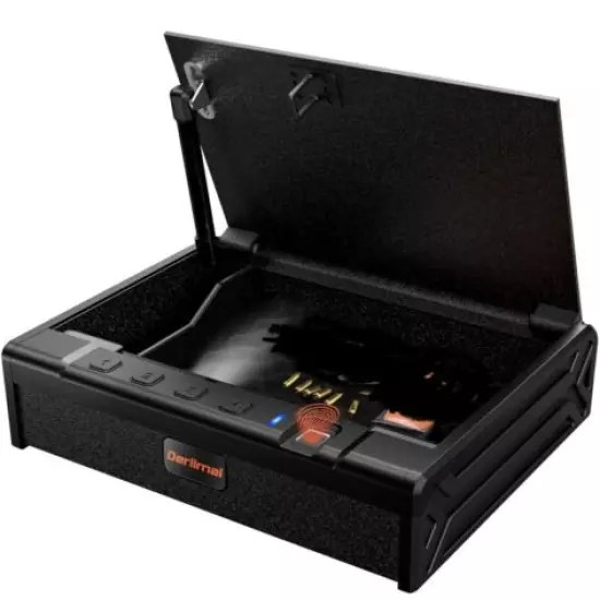 Derlimal Gun Safe for Pistols, Biometric Fingerprint Quick Access Lock, black 