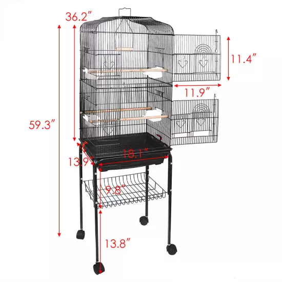 Durable Steel Bird Cage Multiple Sizes Best Place for Birds Large Parrot Cage