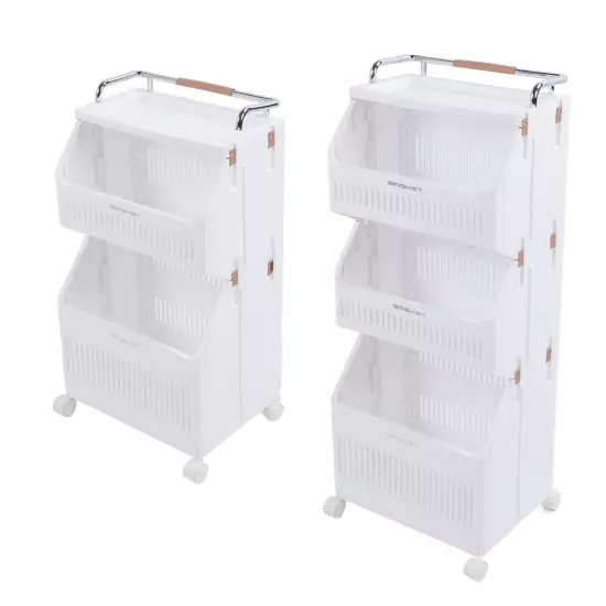 Rolling Storage Cart Multifunction Utility Rolling Storage Organizer Folding