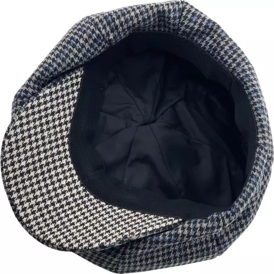 Men's Newsboy Button Top Ascot Ivy Cabbie Hat Gatsby Cap Plaid PU Leather