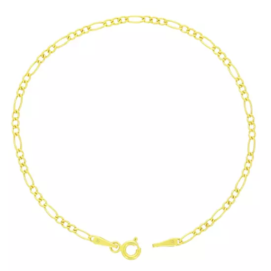 14K Yellow Gold 2mm-7.5mm Figaro Link Chain Necklace Bracelet Men Women 7"- 30"