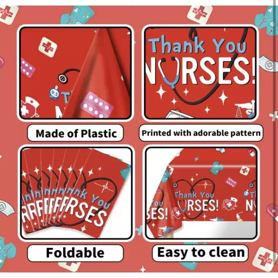 2 Thank You Nurse Appreciation Tablecloths Plus 2 Badge Holders.NIP