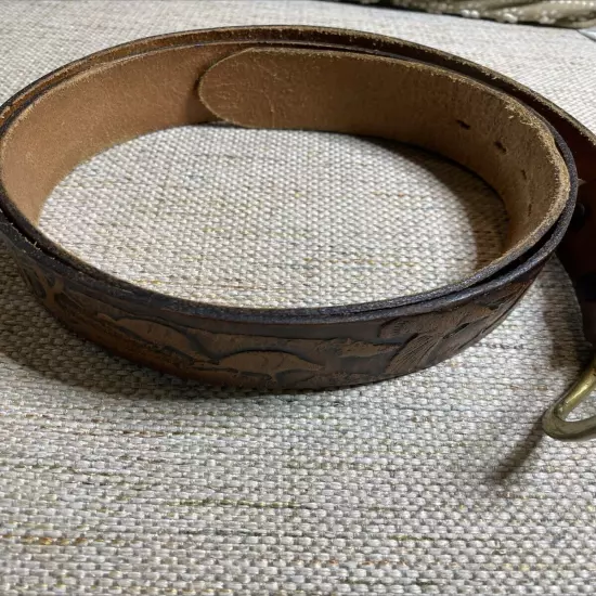 TURKEY WESTERN GOBBLER Genuine Top Grain Leather BELT 38-40 Large HARD TO FIND